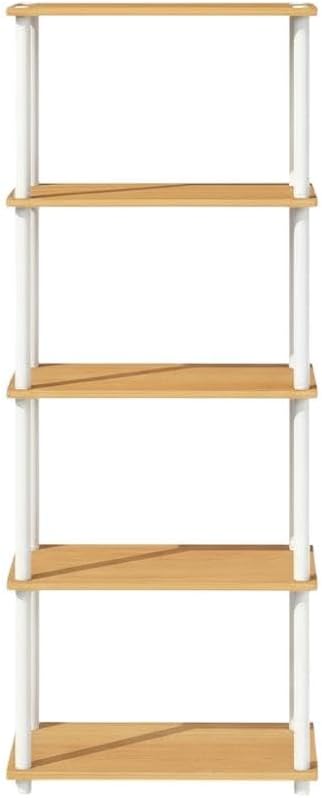 Furnifact Beech White Bookcase with Sturdy Wood Construction, Elegant Design, Ideal for Home or Office Storage, Modern Style