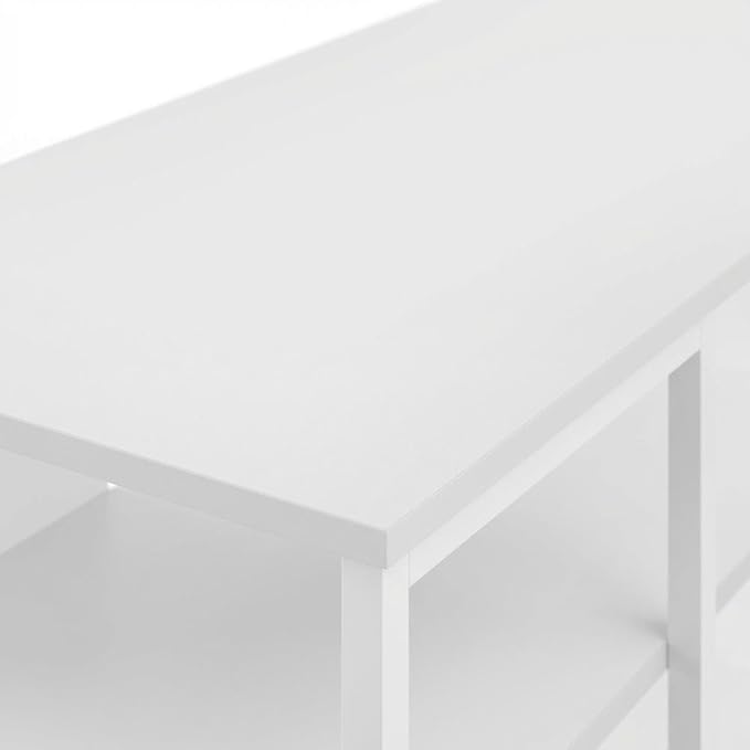 Furnifact White Modern TV Stand for 65-Inch TVs, Metal and Wood Construction, Sleek Storage Design, Stylish and Durable Living Room Furniture