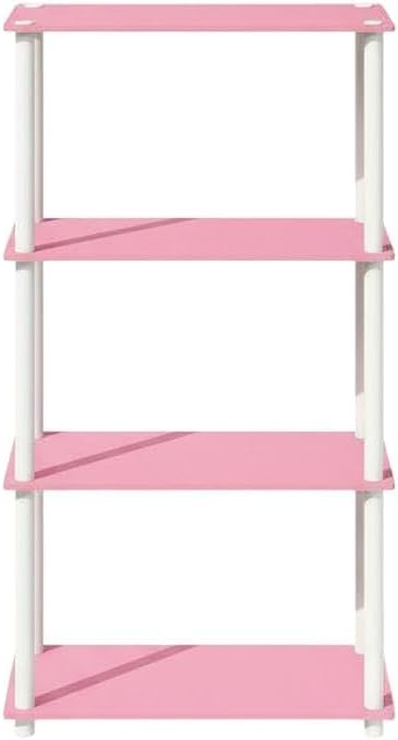Furnifact Pink White Bookcase with Elegant Wooden Design, Sturdy Construction, Versatile Storage Solution, Ideal for Living Room or Home Office