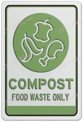 Metal Wall Art Decor Compost Food Waste Only Sign Indoor & Outdoor Use Safety Warning Sign 12""X8"", Acrylic9