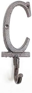 Hampton Nautical Cast Iron Letter C Alphabet Wall Hook 6" - Home Wall Decor - Cast Iron Theme