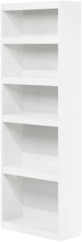Furnifact White 5-Tier Shelf Bookcase with Spacious Storage, Sturdy Wooden Construction, Modern Design, Perfect for Living Room, Office or Bedroom