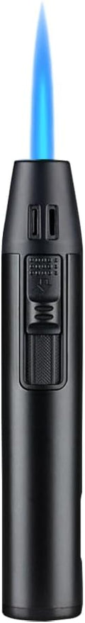 Navpeak Mini Torch Lighter Windproof Jet Blue Flame Lighters Compact Portable with Gas Window Refillable Butane Torch for Candle Craft Outdoor BBQ Grill (Butane Not Included)(Black)