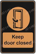 Tin Sign Vintage Tin Poster Keep Door Closed Sign Signage Notice Indoor & Outdoor Use Safety Warning Sign 12""X8"", Acrylic7