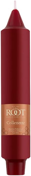Root Candles Unscented Dinner Candles Premium Beeswax Blend Boxed Candle Set, 7-Inch, Garnet, 4-Count