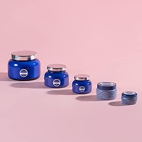 Capri Blue Volcano Printed Travel Tin Jar Candle - Luxury Candle with a Long Lasting Soy Wax Blend - Scented with Tropical & Fruity Fragrance (Blue Color, 8.5 oz)