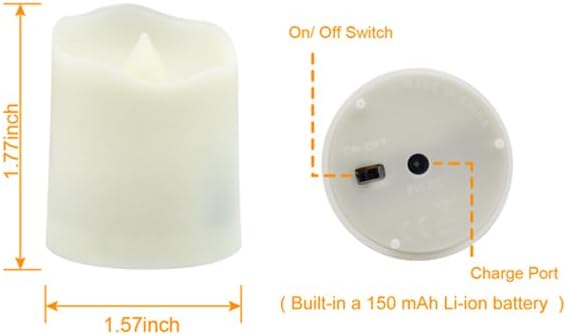 Daord USB Rechargeable Flameless LED Tea Lights Warm White Votive Candles with Remote Battery Flickering Tealights Candle for Halloween Christmas Romantic Home Decoration (12 Packs,Warm White)