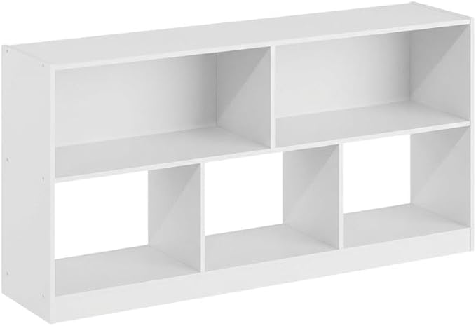 Furnifact White Bookcase with Sleek Wooden Design, Single Piece Construction, Modern Storage Solution for Living Room, Office, and Bedroom