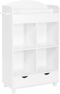 RiverRidge Home Bookshelf for Kids Toy Storage Cabinet with Cubbies Book Nook Area- 4 Cubbies, 2-Slot Bookrack, 2 Drawers & Hooks for Kids Toys, Games & Book Storage Fits RiverRidge Folding Cubby Bins