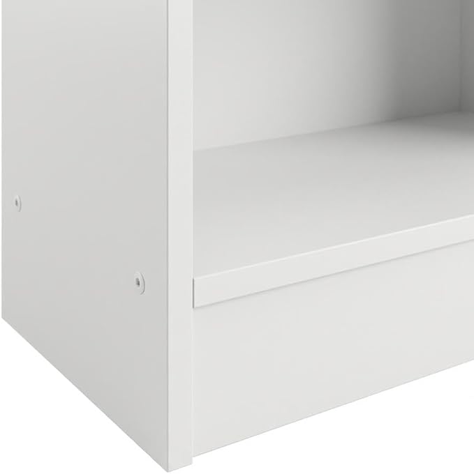 Furnifact Plain White Bookcase, Wooden Construction, Spacious Shelf Storage, Modern Design, Suitable for Home or Office, Durable and Stylish