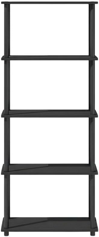 Furnifact Black Bookcase, Modern Wooden Design, Spacious Storage, Durable Wood, Stylish Home Office or Living Room Organizer