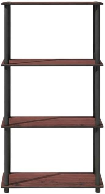 Furnifact Dark Cherry Black Bookcase with Sturdy Wooden Construction, Elegant Storage Solution, Modern Design for Home and Office Organization
