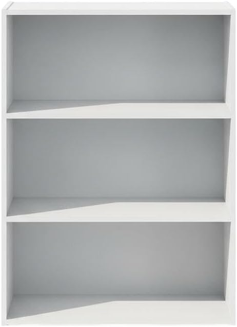 Furnifact Plain White Bookcase, Wooden Construction, Spacious Shelf Storage, Modern Design, Suitable for Home or Office, Durable and Stylish