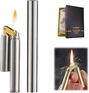 Torch Kerosene Lighter - Refillable, Adjustable Jet Flame for Candle, Kitchen, Grill, Camping, Jewellery Welding - Men's Gift with Box (Silver)