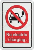 Metal Wall Art Decor Warning No Electric Vehicle Car Charging Not Permitted 12"x8" Indoor & Outdoor Use Safety Sign Retro Style