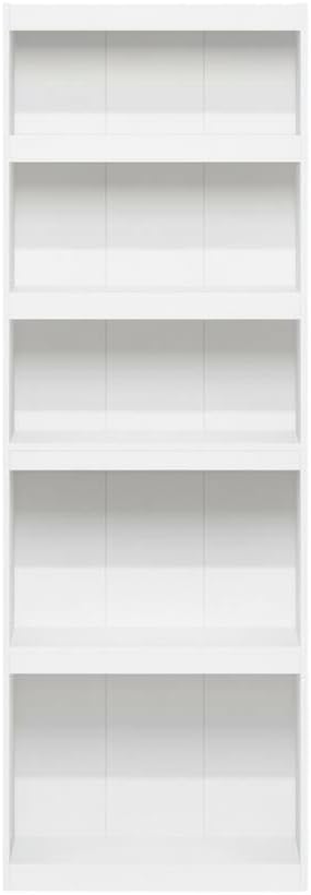 Furnifact White 5-Tier Shelf Bookcase with Spacious Storage, Sturdy Wooden Construction, Modern Design, Perfect for Living Room, Office or Bedroom