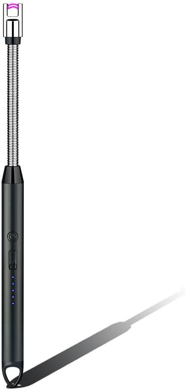 360°Flexible Neck Lighters for Candles, Multi-Function Arc Lighter Rechargeable USB Electric BBQ Lighter for Grill Kitchen Fireworks Gas Stove (Black)