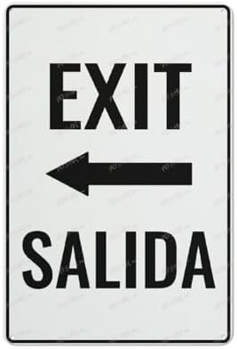 Exit With Arrow Left Aluminum Sign Indoor & Outdoor Use Sign 12X8 Inch