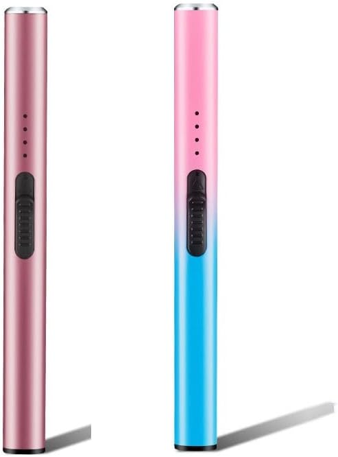 Electric Candle Lighter Plasma Arc Lighters Windproof Flameless with Double Safety Switch USB Rechargeable Battery(2pack d)