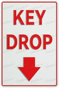 Key Drop Aluminum Sign Fade Resistant Easy Mounting Indoor/Outdoor Use Sign 12X8 Inch