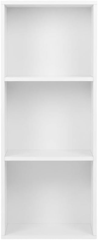 Furnifact White 3-Tier Open Shelf Bookcase, Modern Design, Durable Wood Material, Space-Saving Storage Solution for Home and Office Use