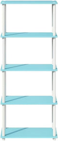 Furnifact Light Blue White Bookcase with Wooden Shelves, Contemporary Design, Durable Wood Material, Ample Storage for Home or Office