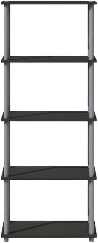 Furnifact Black Grey Bookcase with Sturdy Wooden Construction, Modern Design, Stylish Storage Solution, Suitable for Home or Office Use