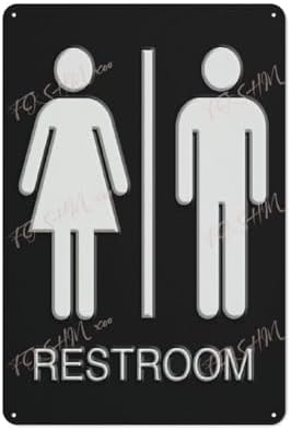 Metal Sign Restroom Sign Indoor & Outdoor Use Safety Warning Sign 12""X8"", Acrylic2