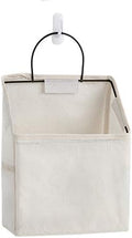 Fantasyon Wall Hanging Storage Bag, Waterproof Over The Door Closet Organizer Hanging Pocket Linen Cotton Organizer Box Containers for Bedroom, Bathroom (White)