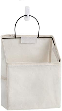 Fantasyon Wall Hanging Storage Bag, Waterproof Over The Door Closet Organizer Hanging Pocket Linen Cotton Organizer Box Containers for Bedroom, Bathroom (White)