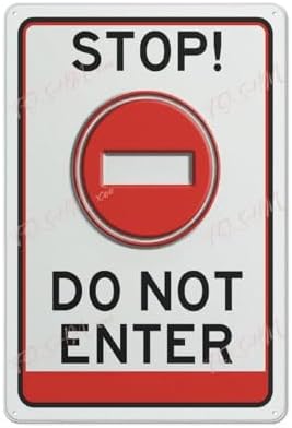 Tin Sign Vintage Tin Poster No Not Enter Signs Indoor & Outdoor Use Safety Warning Sign 12""X8"", Acrylic1