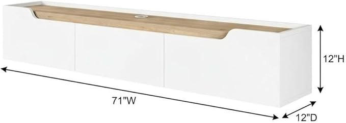 Furnifact White Floating TV Stand for up to 80 inch TVs, wall-Mounted Entertainment Center, Engineered Wood, Modern Design, Sleek wall-Mount Style