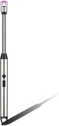 360°Flexible Neck Lighters for Candles, Multi-Function Arc Lighter Rechargeable USB Electric BBQ Lighter for Grill Kitchen Fireworks Gas Stove (Silver)