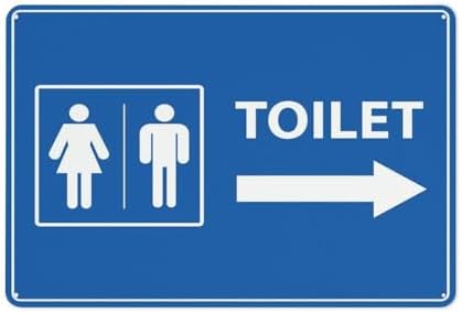 Unisex Toilet Arrow Right Sign 12X8 Inch Tin Sign Great For Garden And Yard Wall Decor