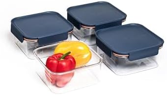 LocknLock LBF452RS4N Modular Plus Food Storage Container,8 set (4 containers & 4 Lids)- Navy