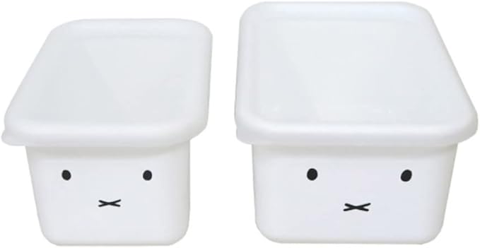 Fuji Hollow Deep Square Container Storage Container Set of 2 White Miffy Face