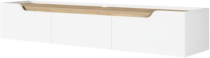 Furnifact White Floating TV Stand for up to 80 inch TVs, wall-Mounted Entertainment Center, Engineered Wood, Modern Design, Sleek wall-Mount Style