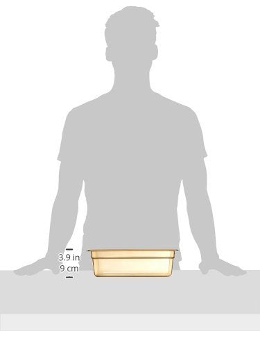 Carlisle FoodService Products Storplus High Heat Food Pan, Chafing Pan with Spoonable Corners for Catering, Buffets, Restaurants, High Heat Plastic, 1/3 Size 4 Inches Deep, Amber