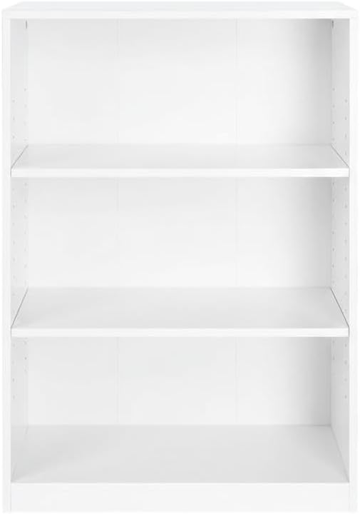 Furnifact White 3-Shelf Bookcase with Spacious Shelves, Durable Material, Modern Design, Ideal for Living Room, Office, or Bedroom Storage