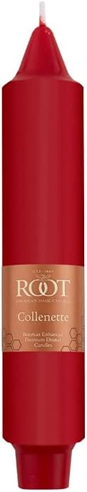 Root Candles Unscented Dinner Candles Premium Beeswax Blend Boxed Candle Set, 7-Inch, Red, 4-Count