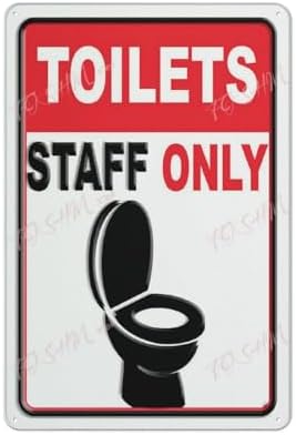 Vintage Tin Sign Staff Toilets Only Indoor & Outdoor Use Safety Warning Sign 12""X8"", Acrylic3