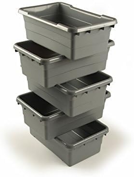 ULTRASOURCE Food Approved Bus Totes/Meat Lug (6 Pack, Grey Inedible)