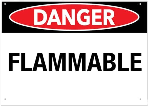 Danger Flammable Sign For House Door Office Business Yard,Metal Aluminum Rust Free Sign - 12" X 8", Pre-Drilled Holes, Weather Resistant