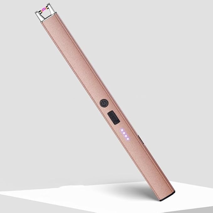 Electric Lighter, Pulse Ignition, Battery Level Display, Safety Switch, Type-C Charging, Suitable for Candles and Gas Stoves.(Metallic)