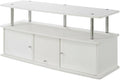 Furnifact White TV Stand, 3 Storage cabinets, Shelf, Supports TVs up to 60 lbs, Modern Style, Particle Board, for TVs up to 55 inches