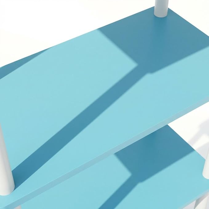 Furnifact Light Blue White Bookcase with Wooden Shelves, Contemporary Design, Durable Wood Material, Ample Storage for Home or Office