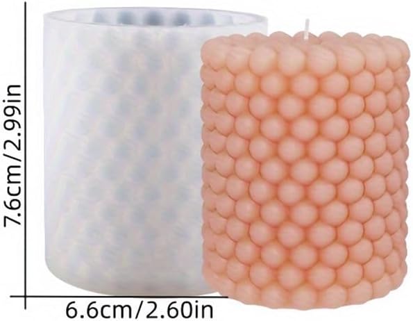 Silicone Candle Molds, 3D Bubble Cylinder Scented Candle Mold, Cozy Atmosphere Design, Colorless, BPA Free, Silicone Molds for Candle Making, DIY, Resin, Wax, Soap, Clay, Chocolate Etc