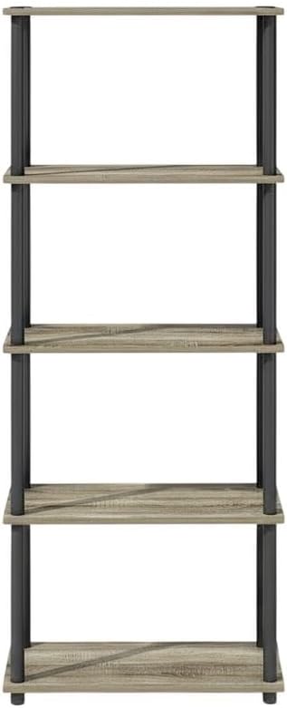Furnifact French Oak Black Bookcase with Elegant Wooden Design, Sturdy Construction, Ideal for Home or Office Storage, Contemporary Style