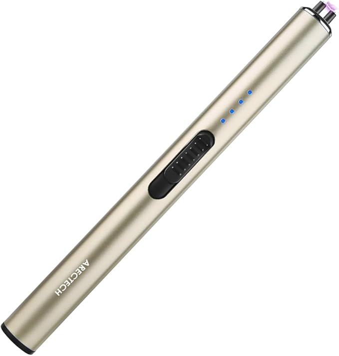 ARECTECH Electric Candle Rechargeable Lighter Arc Plasma Lighters for Candle Kitchen Camping Christmas Type-C Gold
