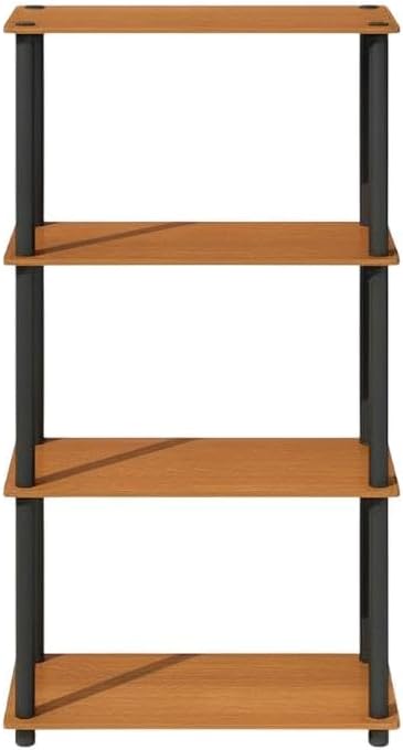 Furnifact Light Cherry Black Bookcase with Wood Construction, Spacious Storage, Stylish Design, Perfect for Home and Office Use